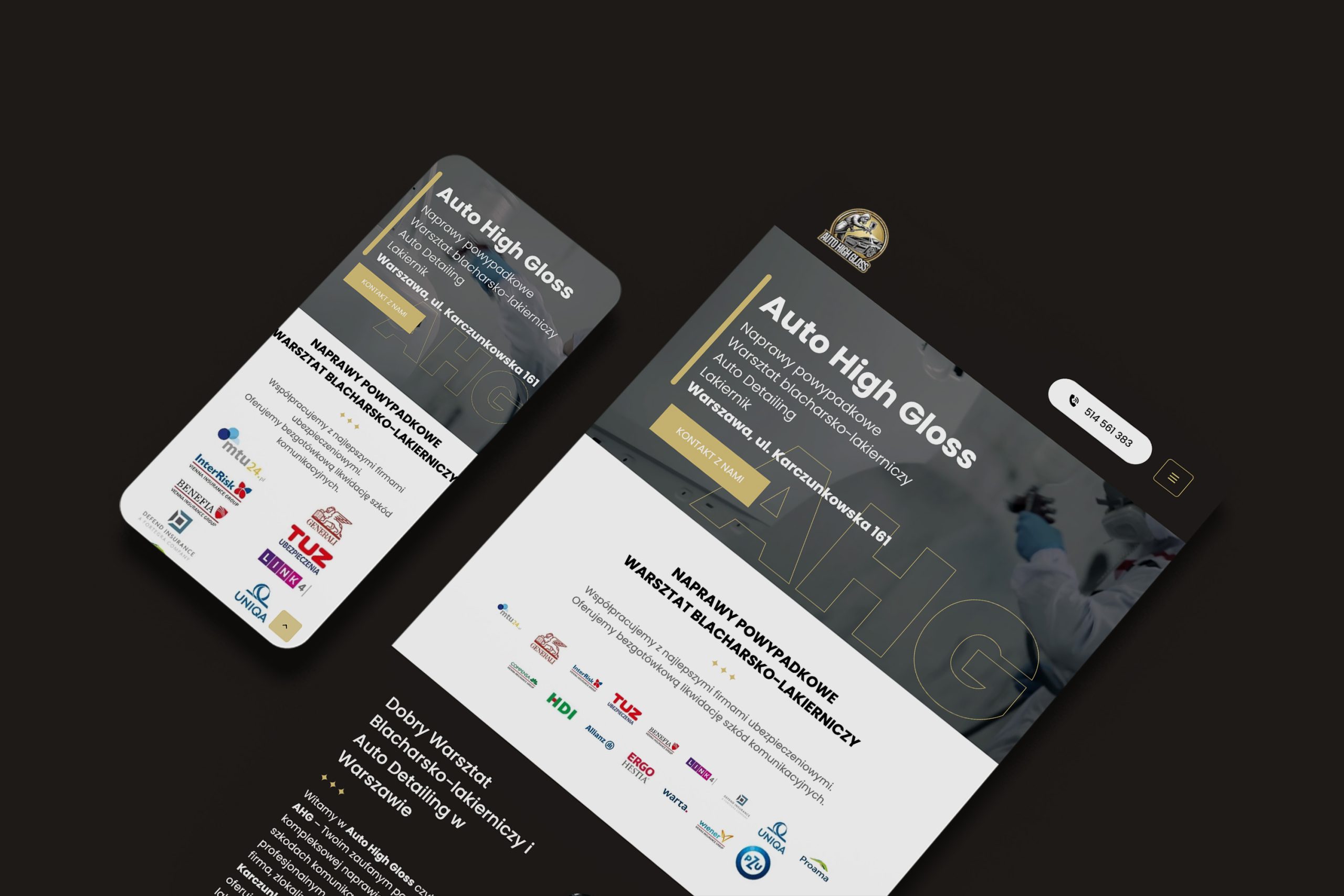 AHG widok mobilny strony