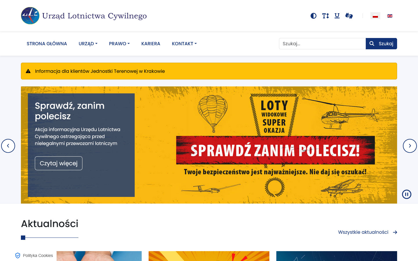 Strona internetowa Urzędu Lotnictwa Cywilnego zgodna z WCAG 2.1