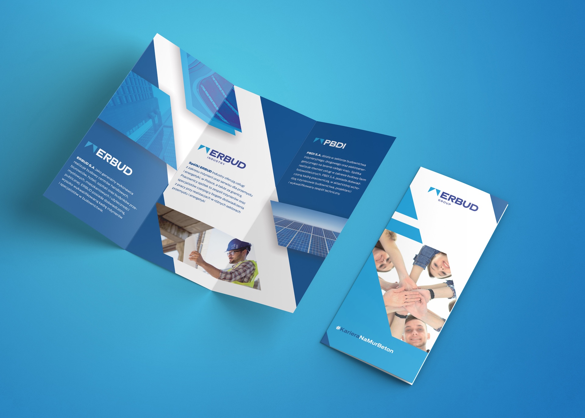 Projekt składanej ulotki dla Erbud 